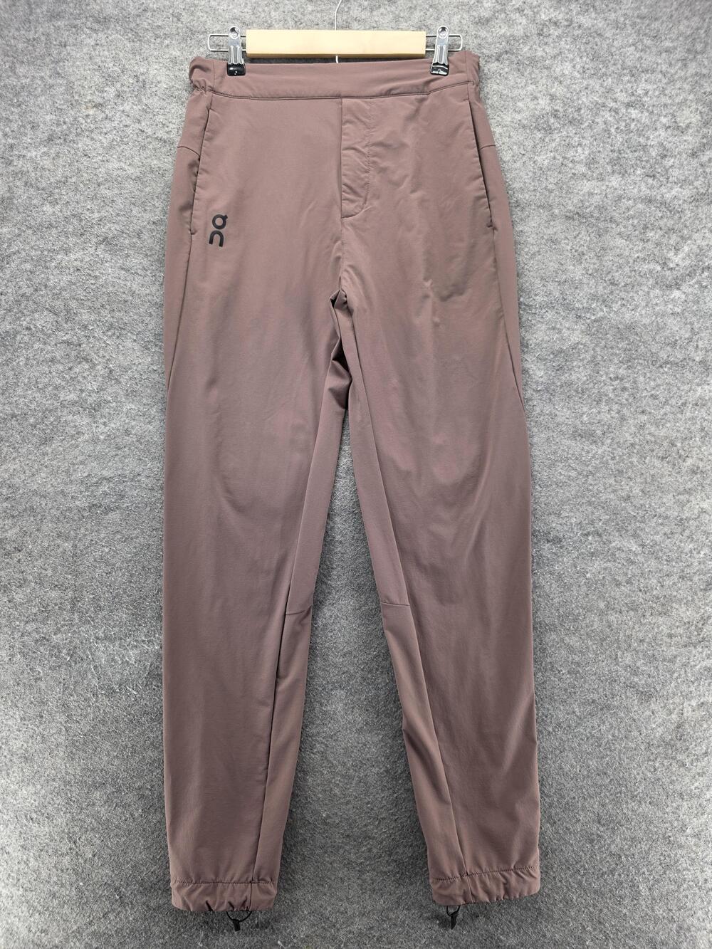 On Running Pants Mens Small Brown Active Joggers Zip Pockets Drawcord Tapered